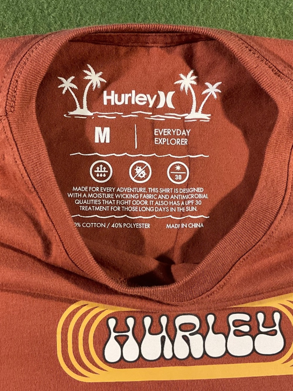 Hurley- Every Day Explorer-Performance Tee-Shirt, Orange- Size (M)